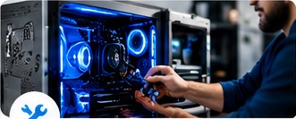 Técnico realizando mantenimiento de un computador